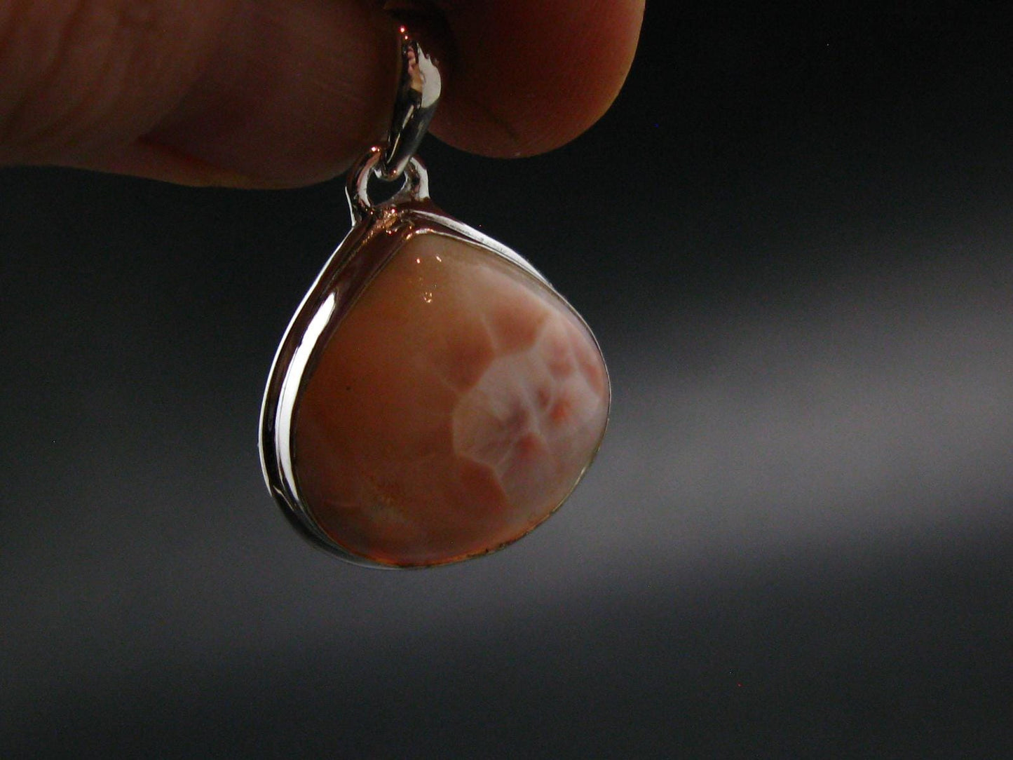 Natrolite Silver Plated Pendant Necklace From Indonesia - 1.1" - 3.72 Grams