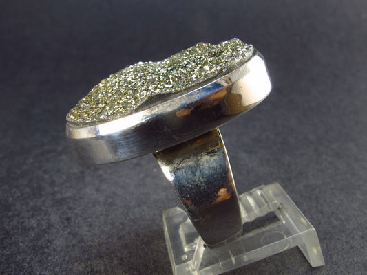 Large Raw Pyrite Silver Ring From Peru - 14.4 Grams - Size 9