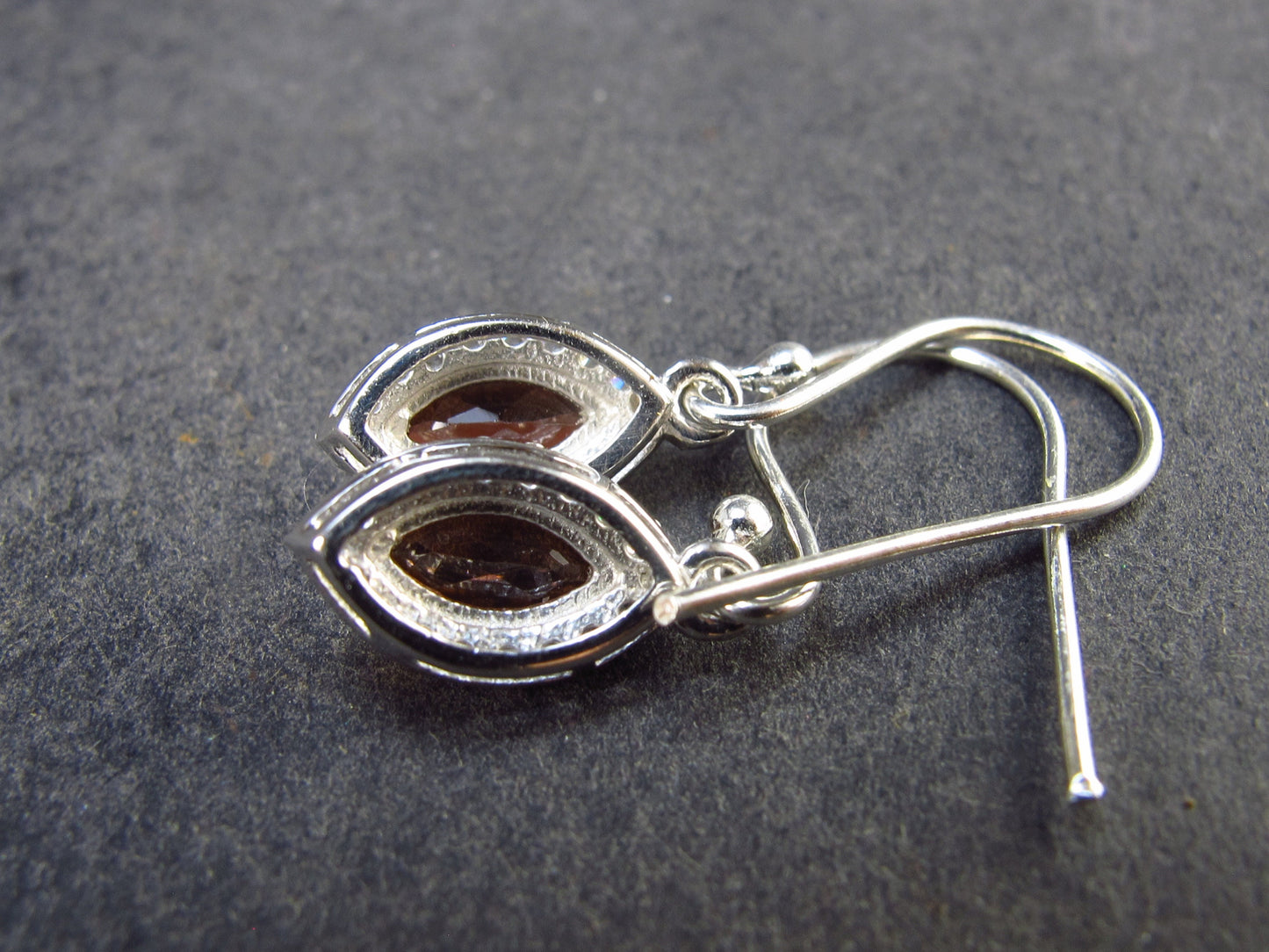 Natural Faceted Oval Red Garnet Almandine Dangle Shepherd Hook 925 Silver Earrings - 1.0" - 2.04 Grams