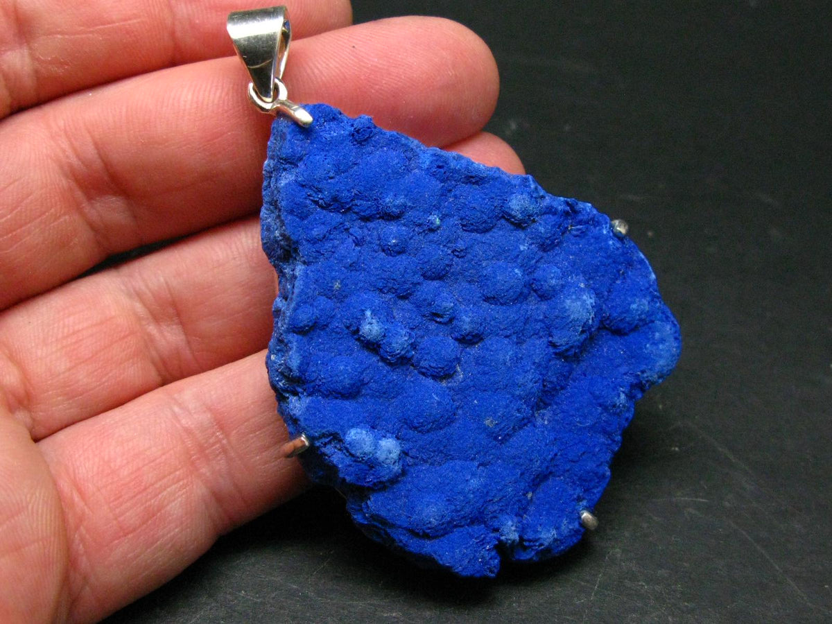 Royal Blue Rough Azurite Sterling Silver Pendant - 3.0" - 42.09 Grams
