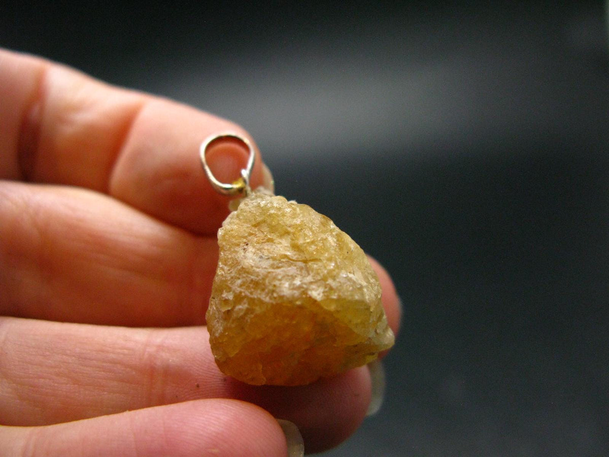 Heliodor (Yellow Beryl) Crystal Silver Pendant From Brazil - 1.1" - 5.38 Grams