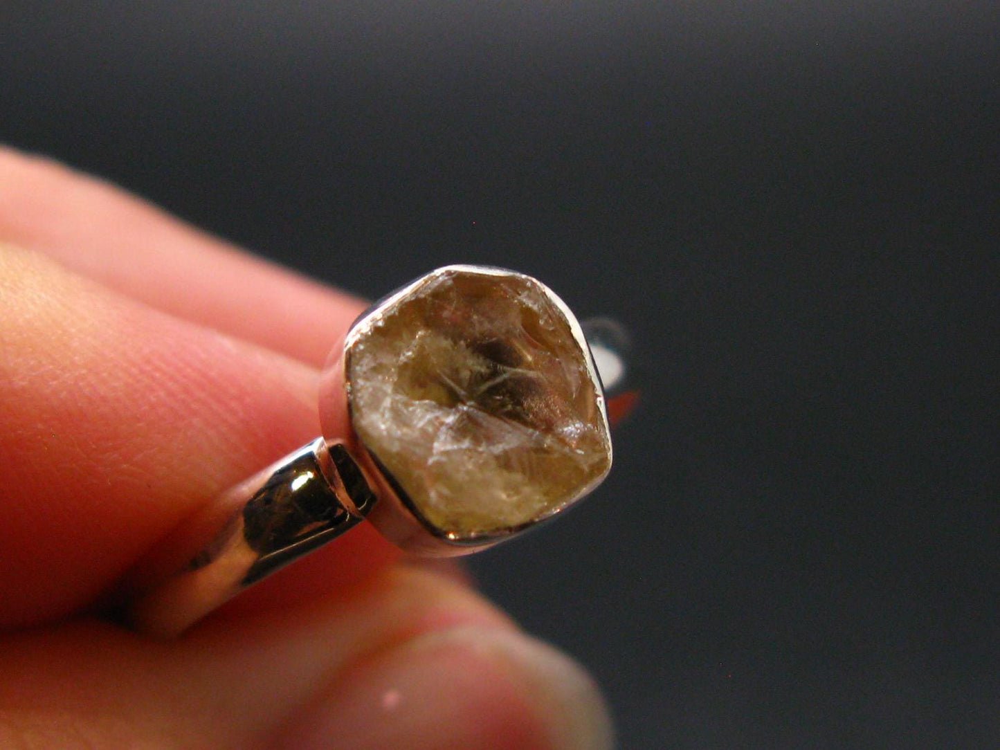 Rare Agni Gold Danburite Silver Ring From Tanzania - 1.89 Grams - size 8