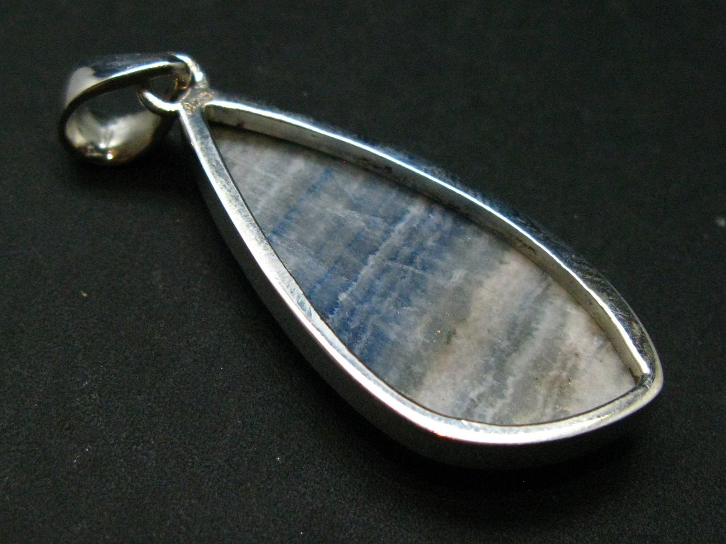 Rare Blue Scheelite Silver Pendant From Turkey - 1.8" - 6.94 Grams
