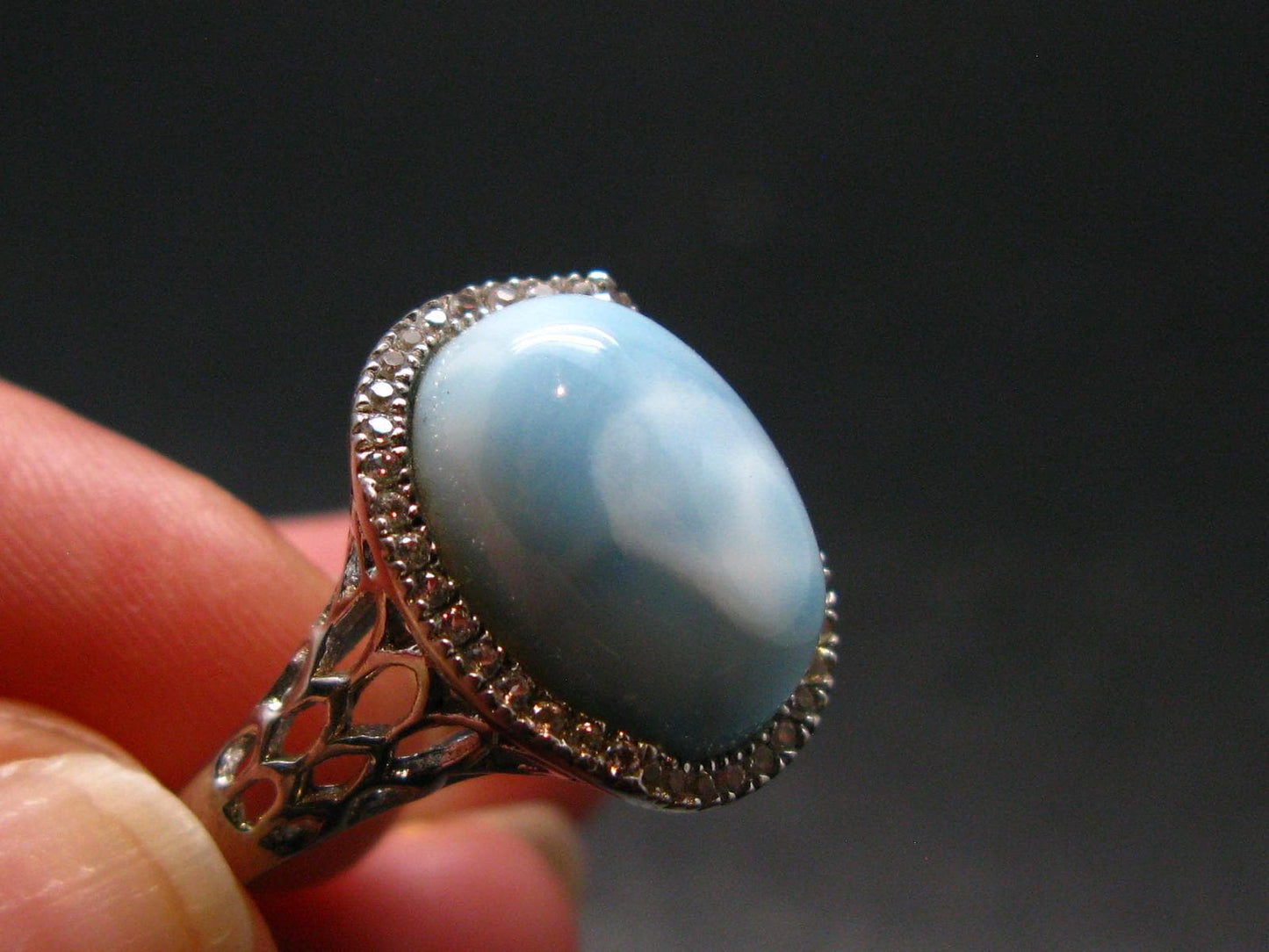Larimar AAA Quality Sterling Silver Ring - Size 8.25 - 4.67 Grams
