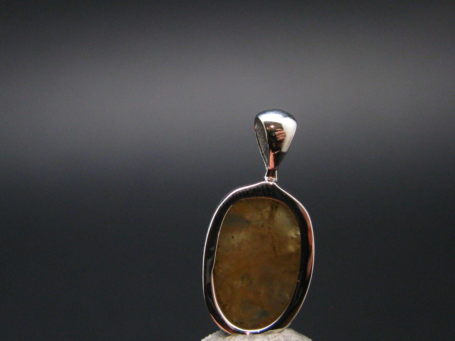 Large Natural Agni Gold Danburite Sterling Silver Pendant from Tanzania - 0.7" - 1.35 Grams