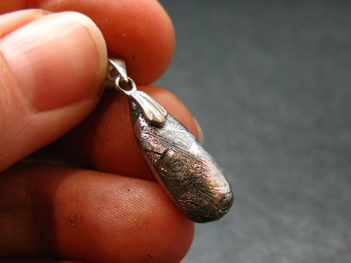 Muonionalusta Meteorite Silver Pendant from Sweden - 1.2" - 3.52 Grams