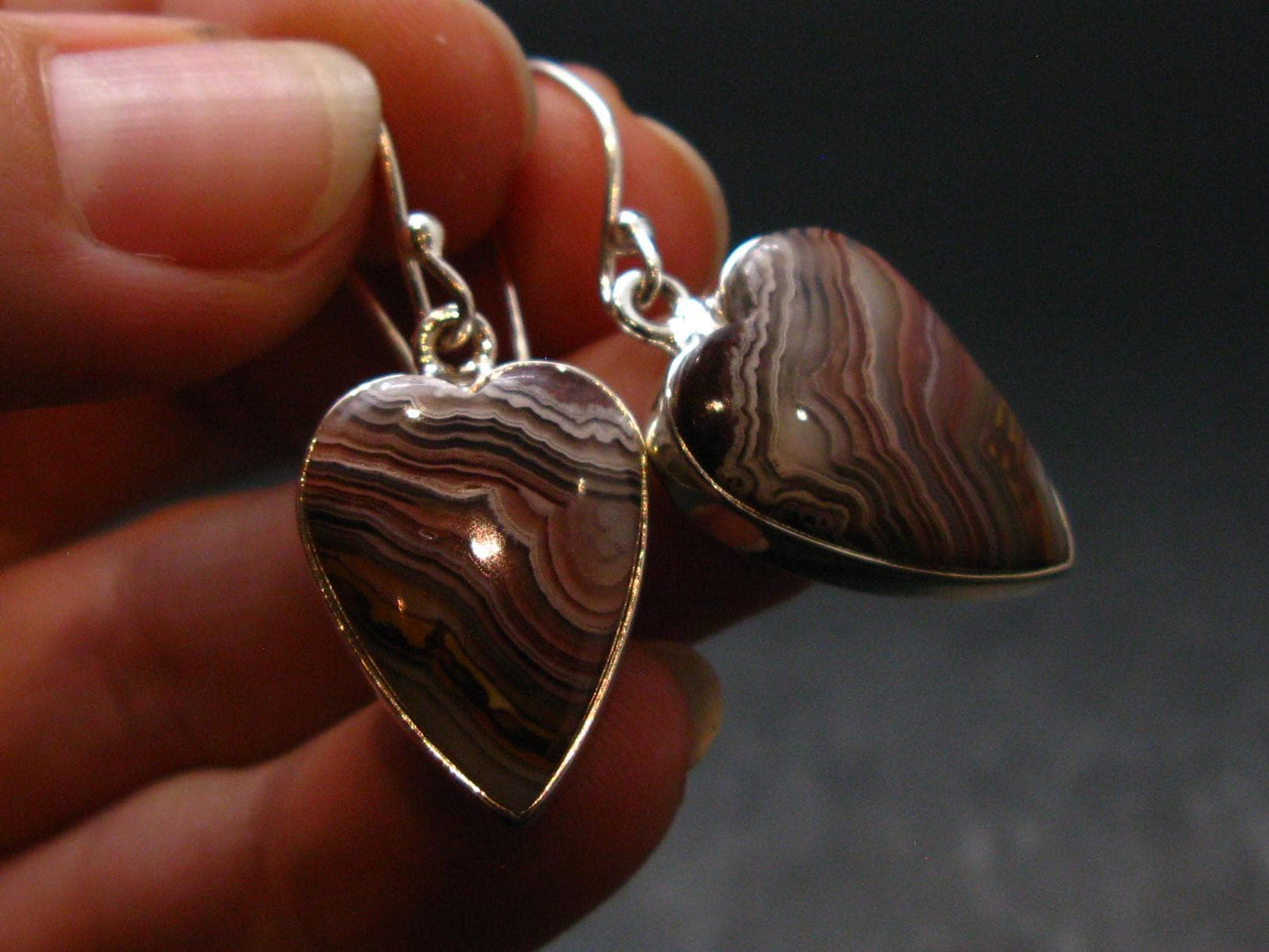 Laguna Lace Agate 925 Silver Earrings - 5.65 Grams