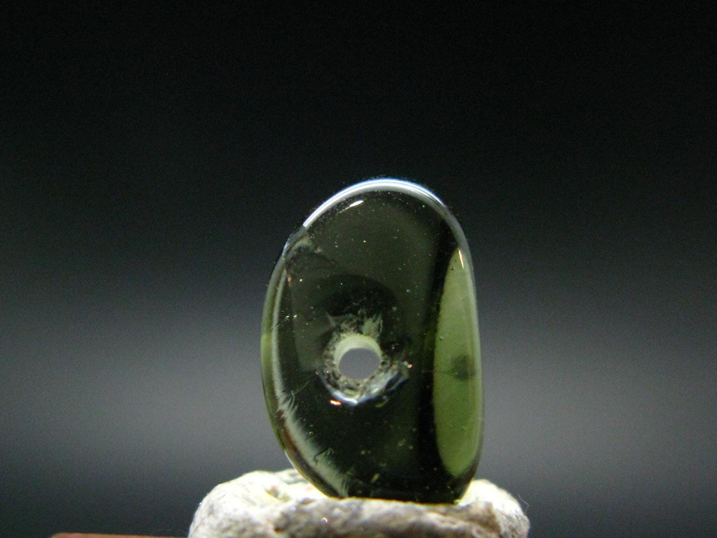 Moldavite Tektite Tumbled Bead from Czech Republic - 12 mm - 2.55 Carats
