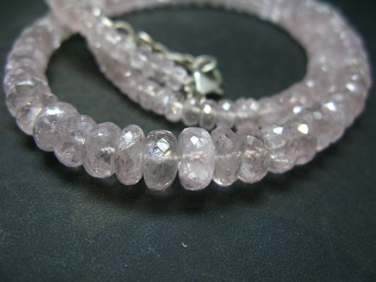 Natural Morganite Pink Beryl Gemstone Bead Necklace from Brazil - 17"