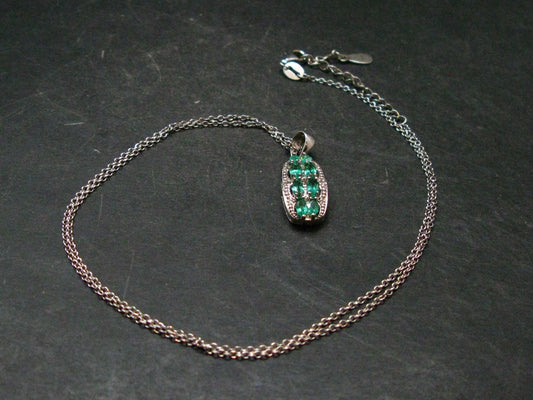 Emerald Silver Pendant W/Chain From Colombia - 3.68 Grams Total