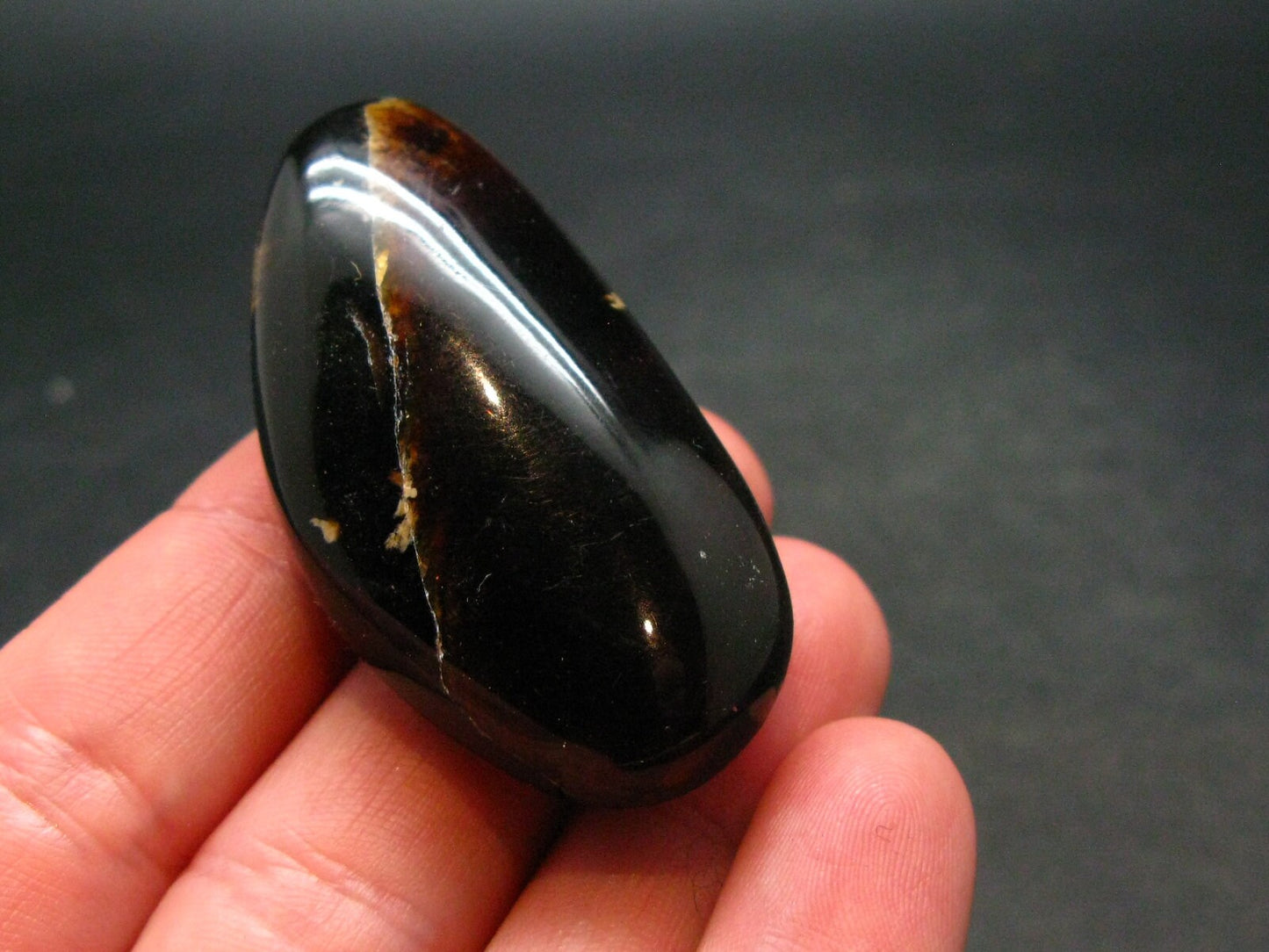 Rare Large Blue Amber Tumbled Piece Fluorescent From Indonesia - 1.6" - 10.04 Grams