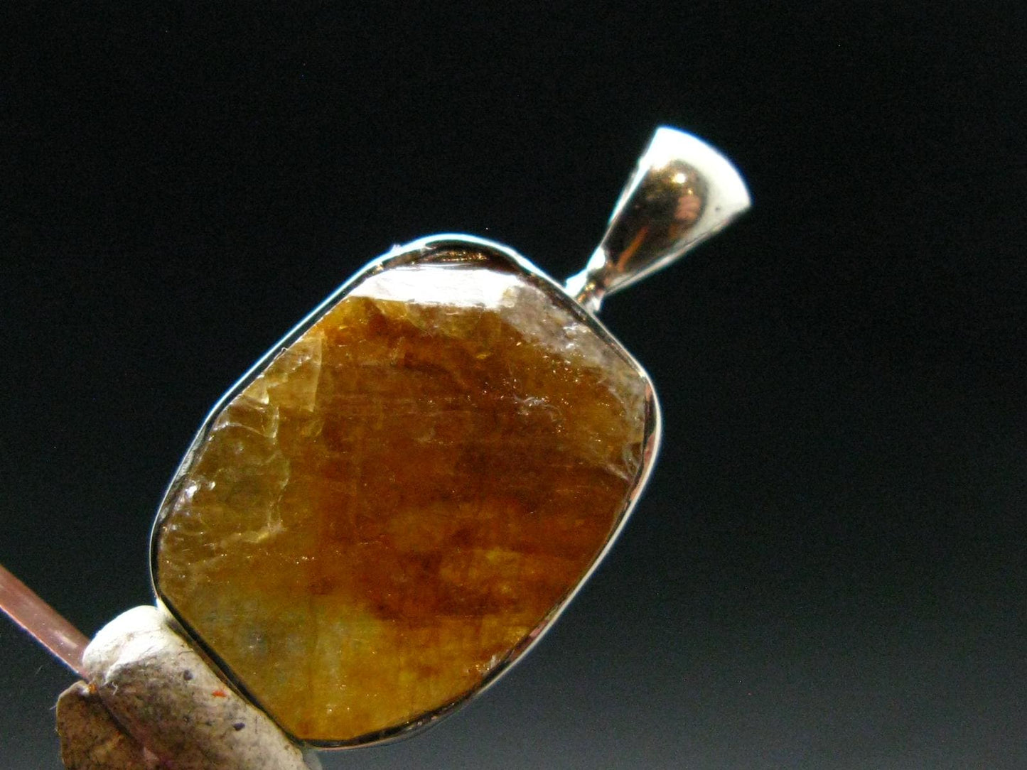 Rare Herderite Crystal Silver Pendant from Brazil - 1.1" - 4.05 Grams