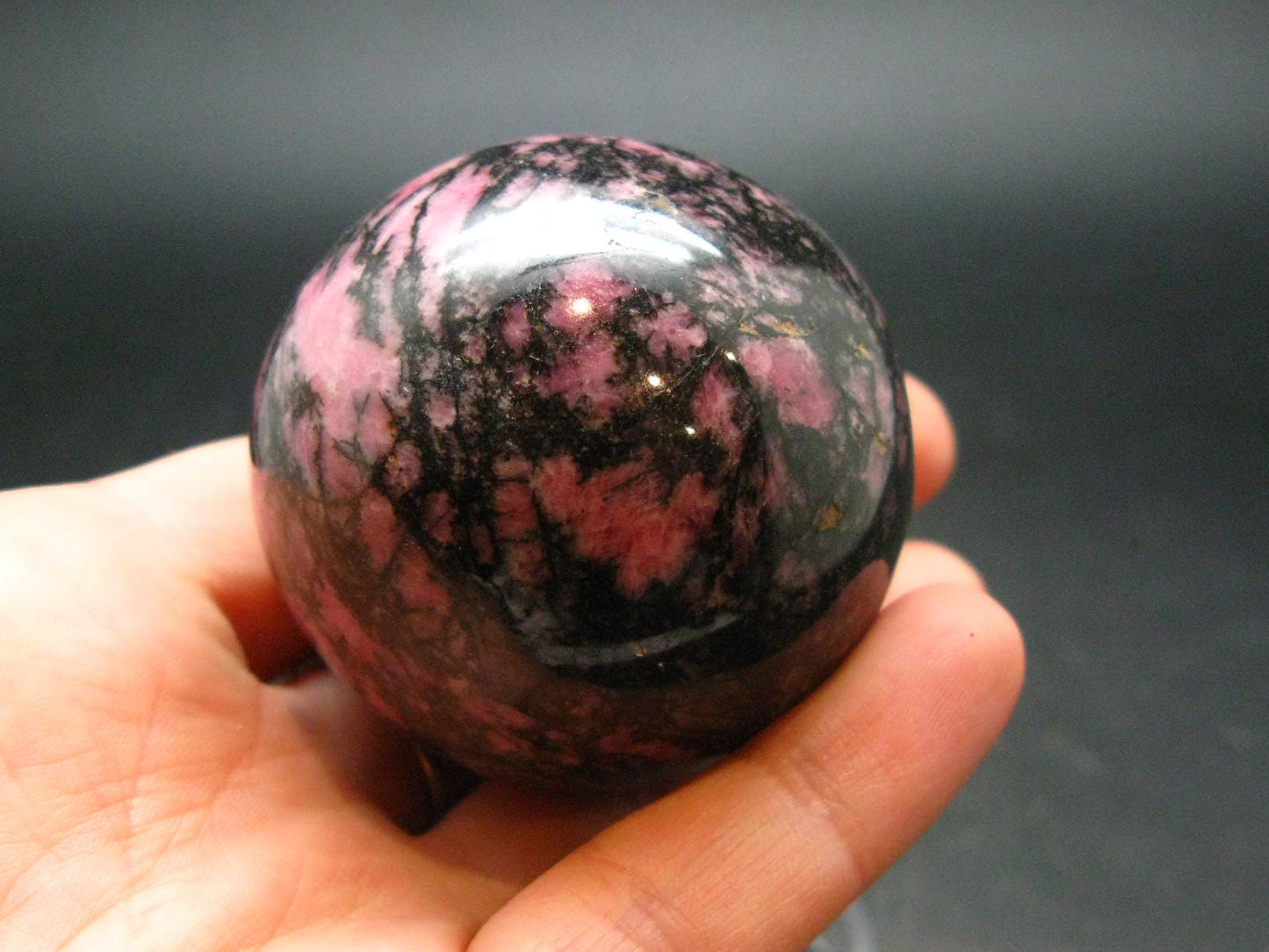 Pink Rhodonite Rodonite Sphere Ball From Canada - 1.9" - 196.54 Grams
