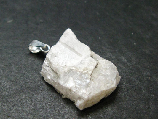 Natrolite Sterling Silver Pendant Necklace From Indonesia - 1.1" - 2.34 Grams