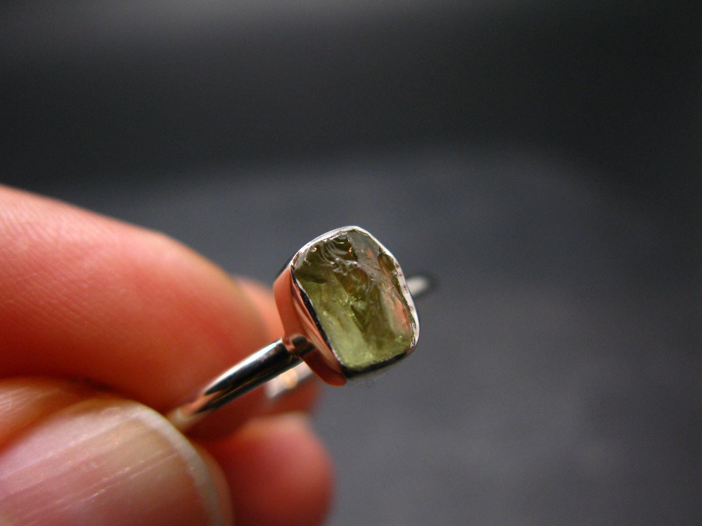 Chrysoberyl Silver Ring From Brazil - 2.07 Grams - Size 8