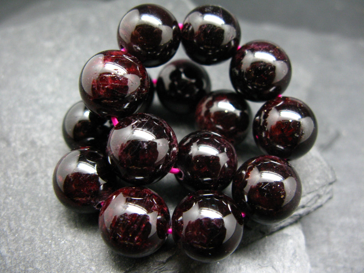 Garnet Almandine Genuine Bracelet ~ 7 Inches ~ 12mm Round Beads