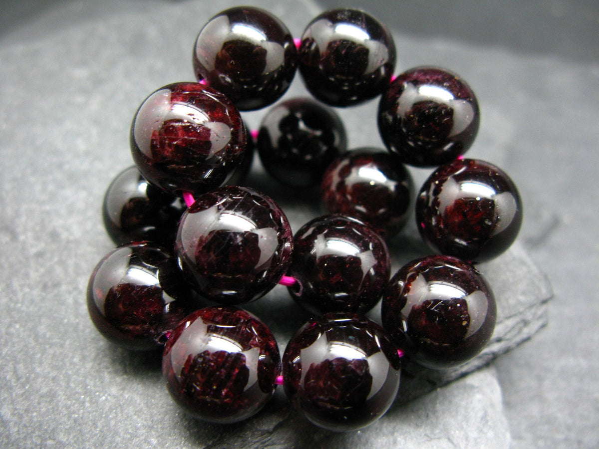 Garnet Almandine Genuine Bracelet ~ 7 Inches ~ 12mm Round Beads