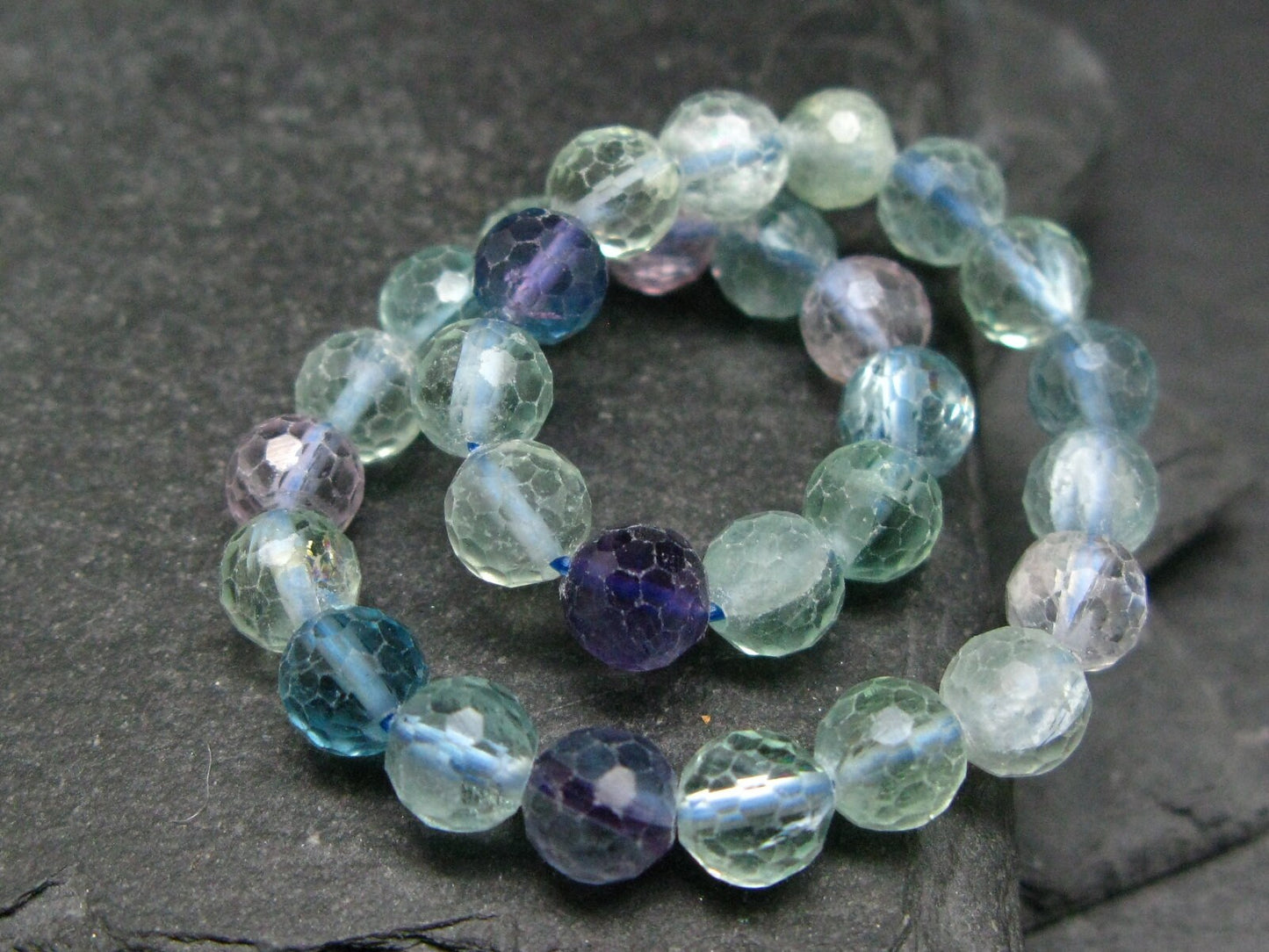 Fluorite Genuine Bracelet ~ 7 Inches ~ 6mm Facetted Beads
