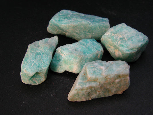 Amazon stone!! Lot of 5 Natural Rough Amazonite (green microcline) from Madagascar