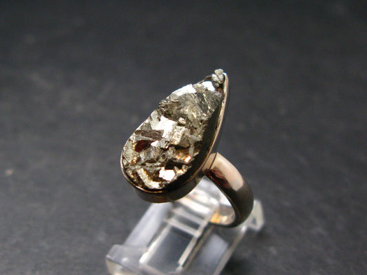 Large Raw Pyrite Silver Ring From Peru - 5.64 Grams - Size 8
