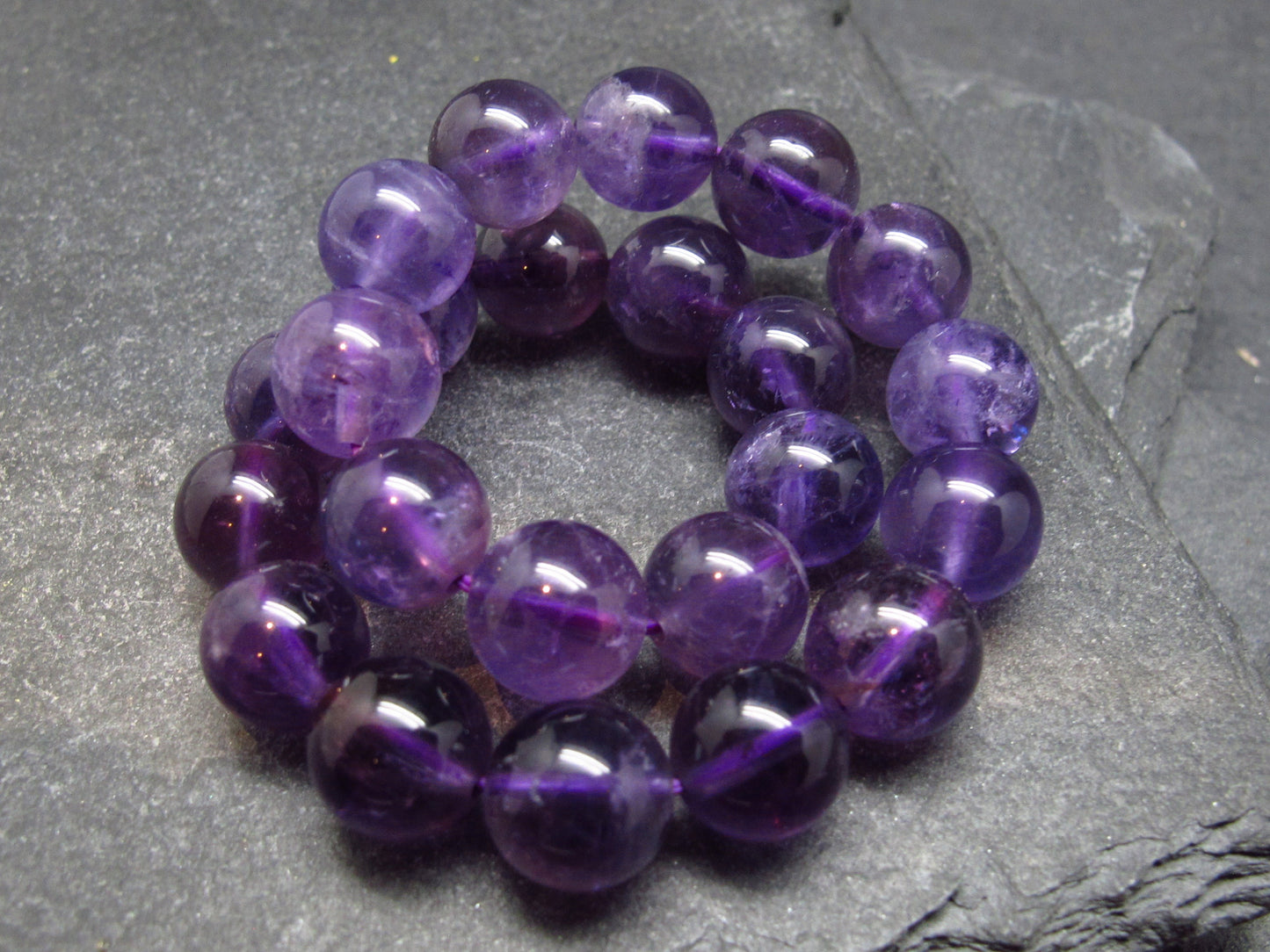 Amethyst Genuine Bracelet ~ 7 Inches ~ 8mm Round Beads