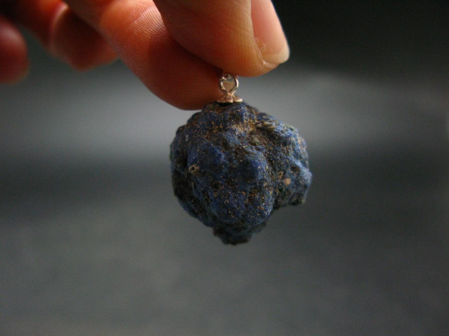 Azurite Nodule Crystal Sterling Silver Pendant from Russia - 1.2" - 9.07 Grams
