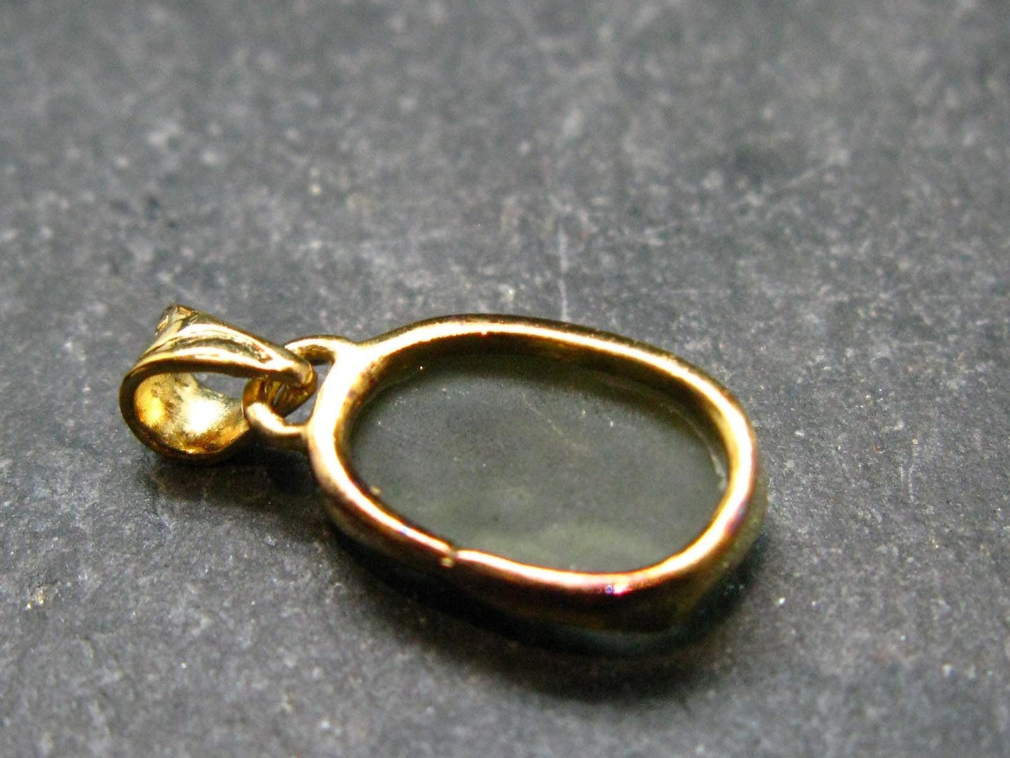 Moldavite Tektite Gold Plated Silver Pendant from Czech Republic - 0.8" - 1.0 Grams