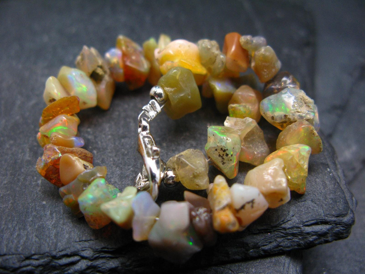 Precious Opal Genuine Bracelet ~ 7 Inches ~ 10mm Tumbled Beads