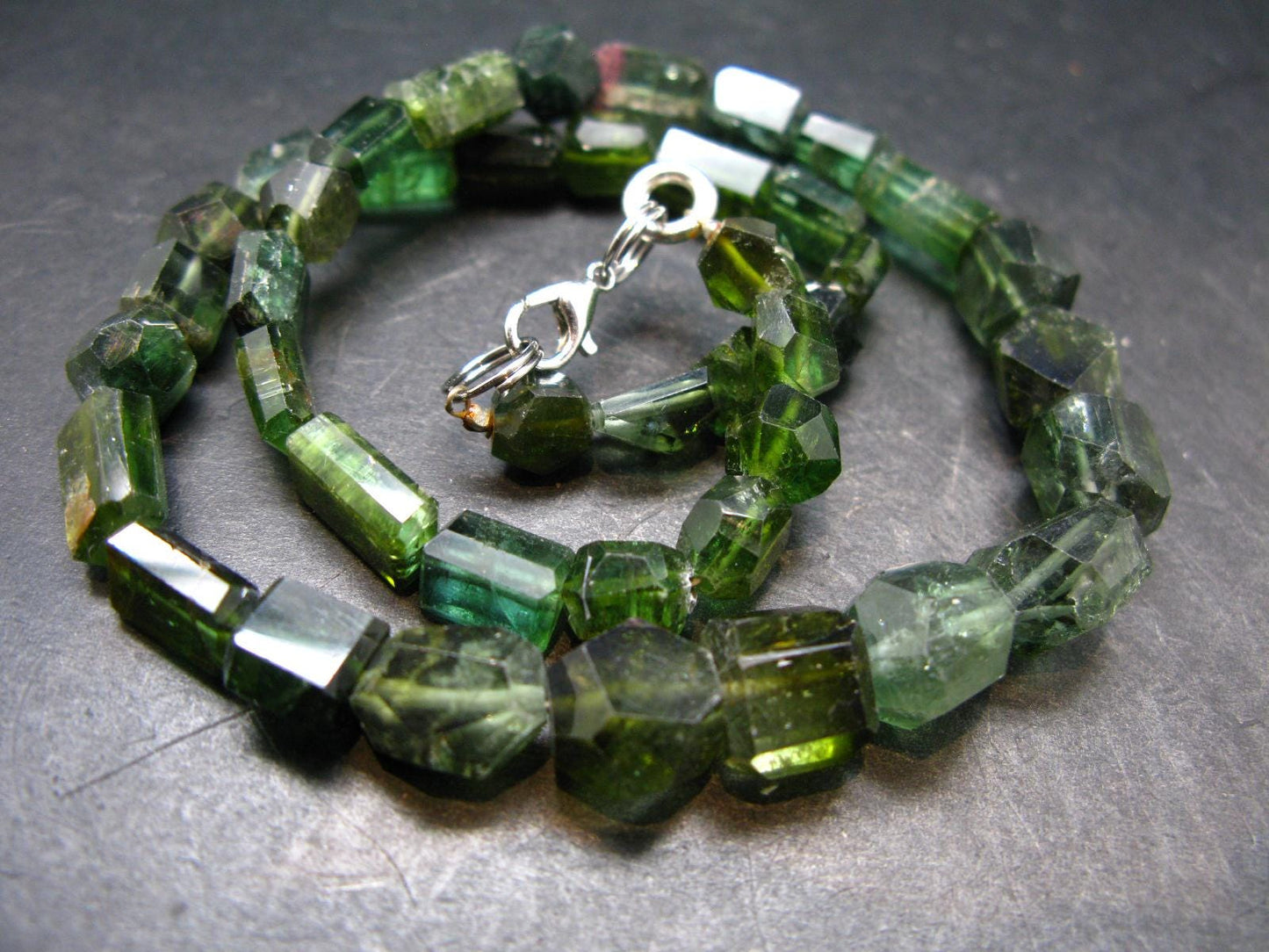 Gem Green Tourmaline Necklace from Brazil - 17"