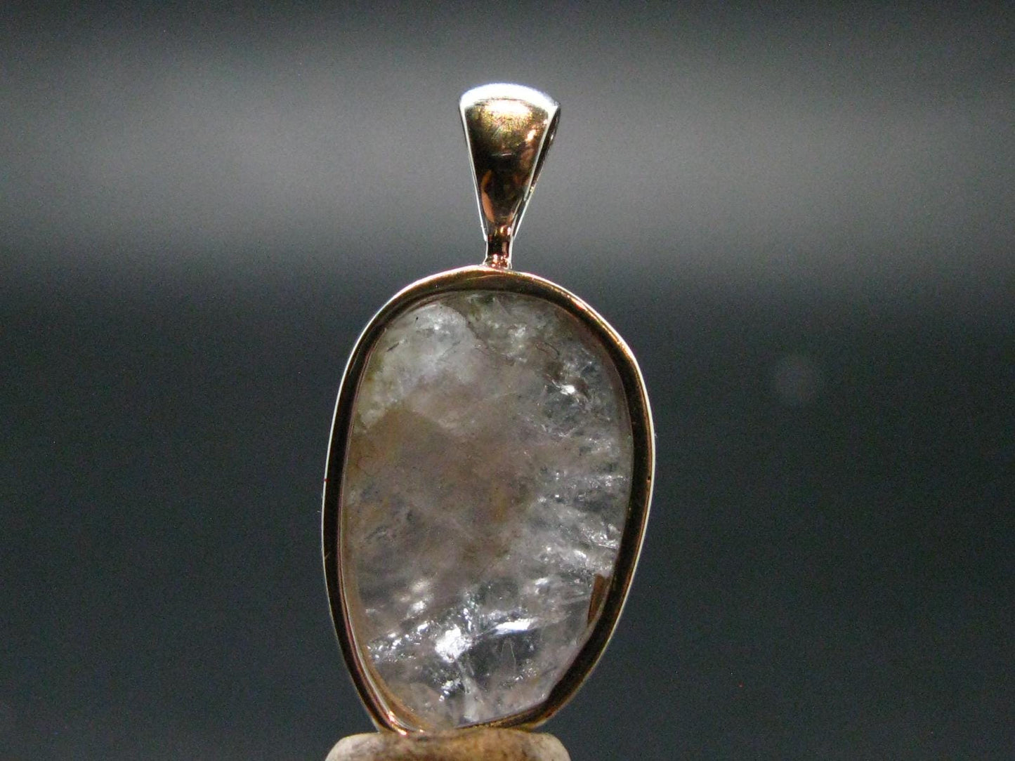 Gray Herderite Silver Pendant from Africa - 1.1" - 2.65 Grams