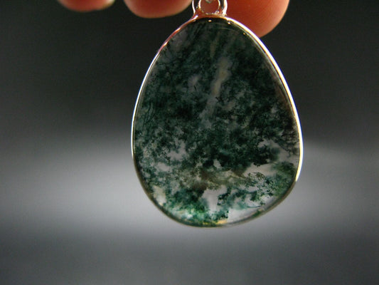 Moss Agate Silver Pendant From Russia - 6.25 Grams - 1.7"
