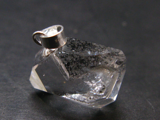 Fine Natural Herkimer Diamond Silver Pendant From New York 0.8" - 2.39 Grams