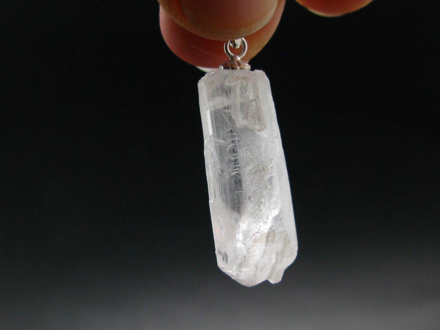 Nice Terminated Danburite Crystal Silver Pendant from Mexico - 1.3" - 3.83 Grams