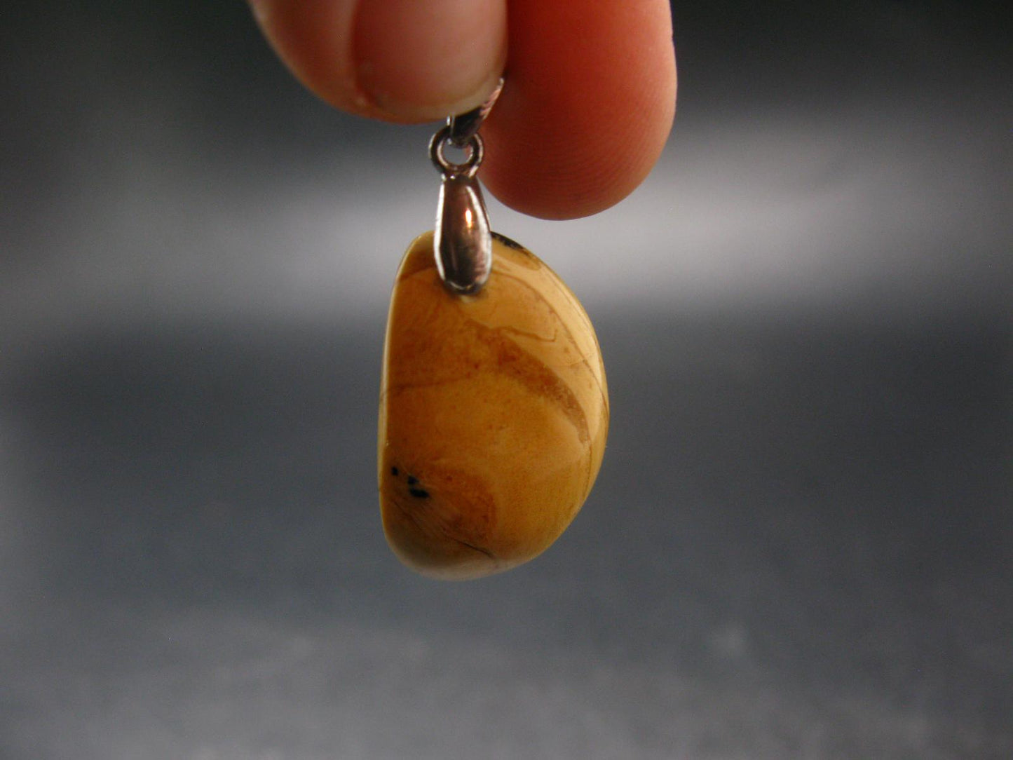 Amber Tumbled Silver Pendant From Poland - 1.4" - 3.03 Grams