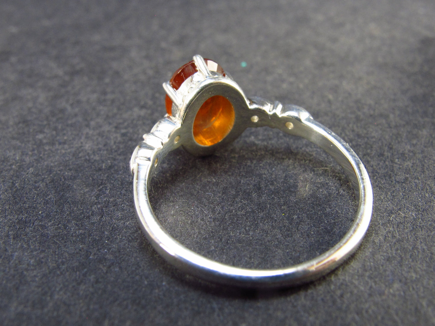Faceted Orange Kyanite Crystal Silver Ring From Brazil - 2.24 Grams - Size 6.25
