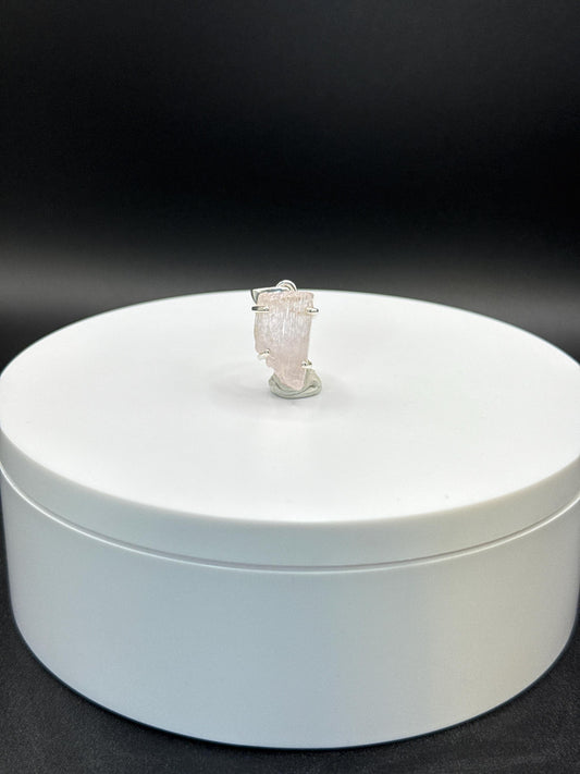 Raw Pink Stone Charm | Natural Crystal Silver Drop