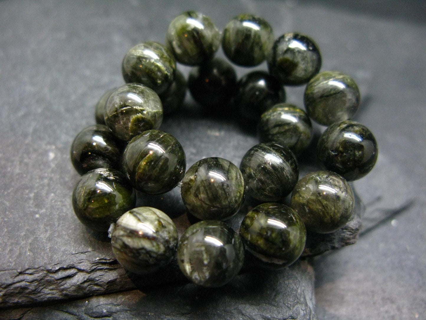 Green Gem Tourmaline Genuine Bracelet ~ 7 Inches ~ 9mm Round Beads