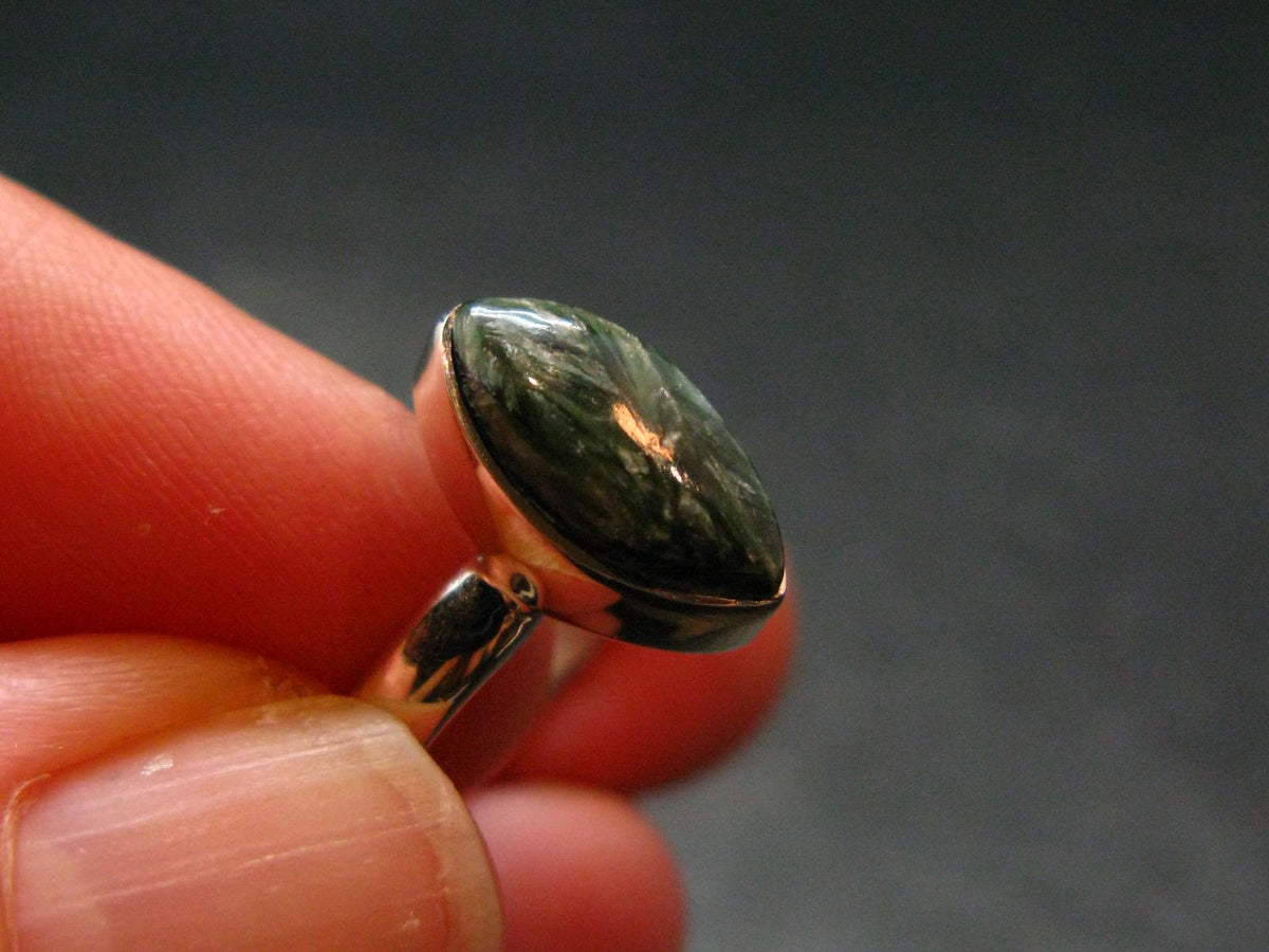 Seraphinite Clinochlore Angel Wings 925 Silver Ring From Russia - 2.11 Grams - Size 6