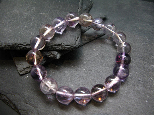 Ametrine Genuine Bracelet ~ 7.5 Inches ~ 13mm Round Beads