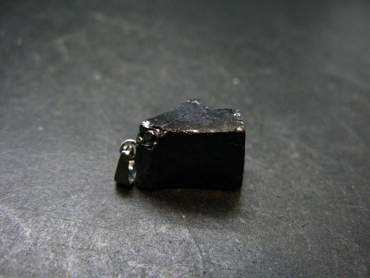 Unpolished Elite Shungite Silver Pendant from Russia - 1.0" - 2.50 Grams