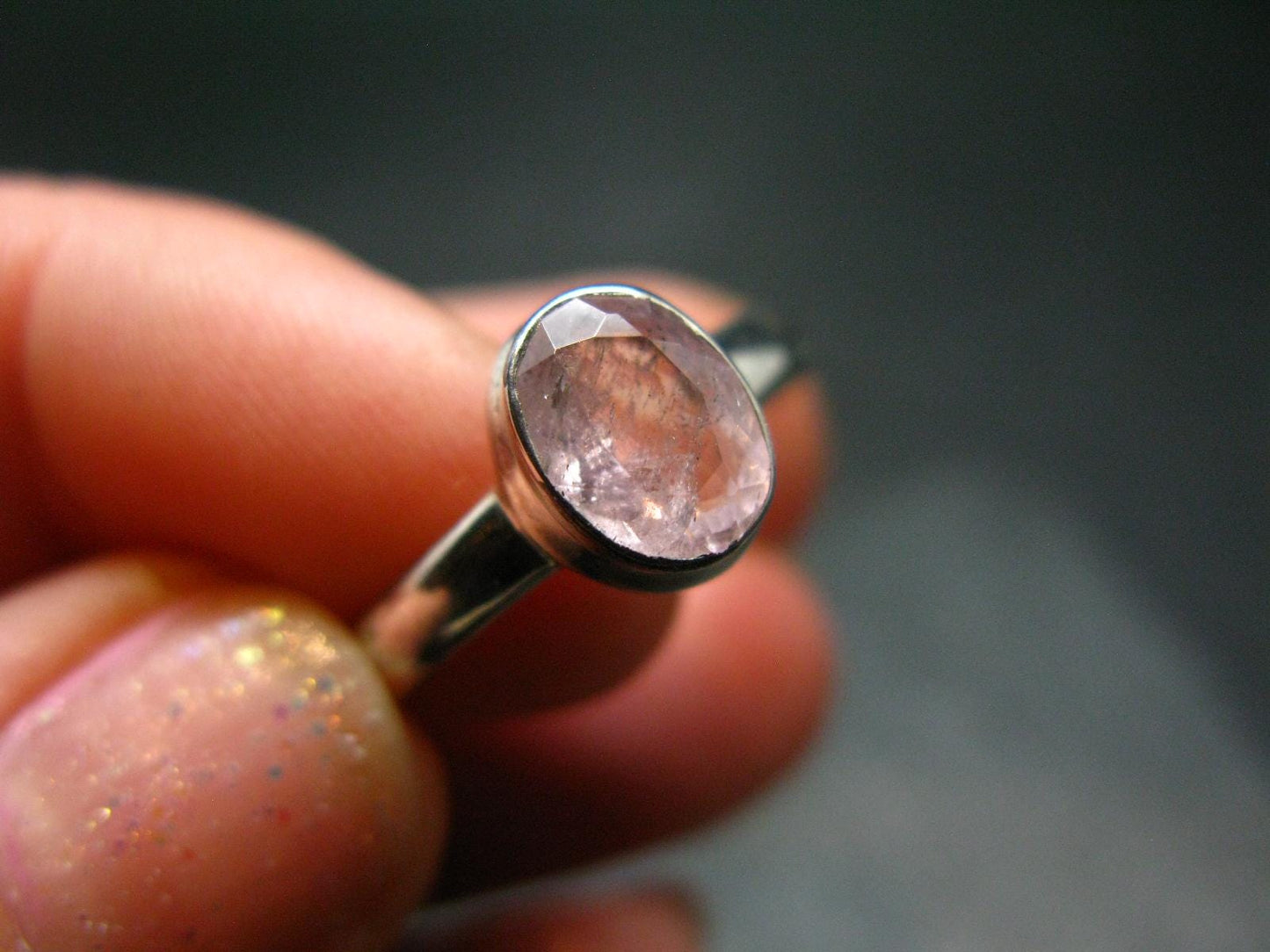 Pink Beryl!! Amazing Natural Faceted Morganite Silver Ring From Brazil - Size 8 - 2.68 Grams