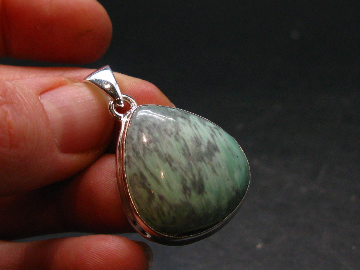 Rare Variscite Silver Plated Pendant from Utah - 1.4" - 6.72 Grams