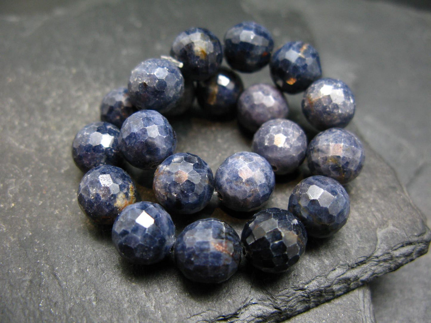 Blue Sapphire Genuine Bracelet ~ 7 Inches ~ 10mm Round Facetted Beads