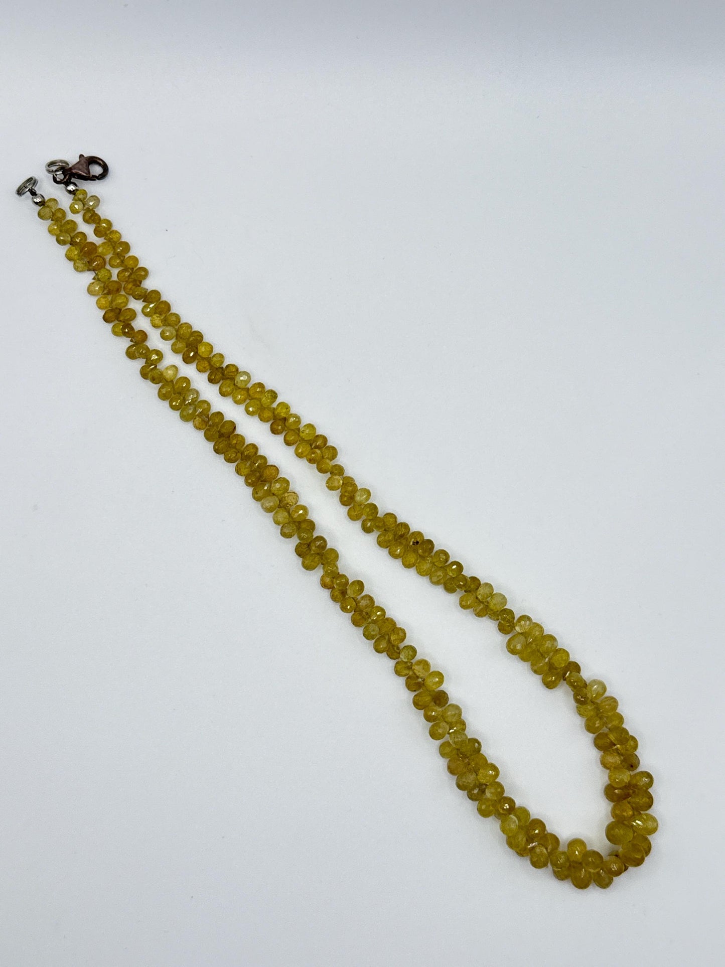Yellow Sapphire Beaded Necklace: Genuine Gemstone Healing Crystal - 17 in