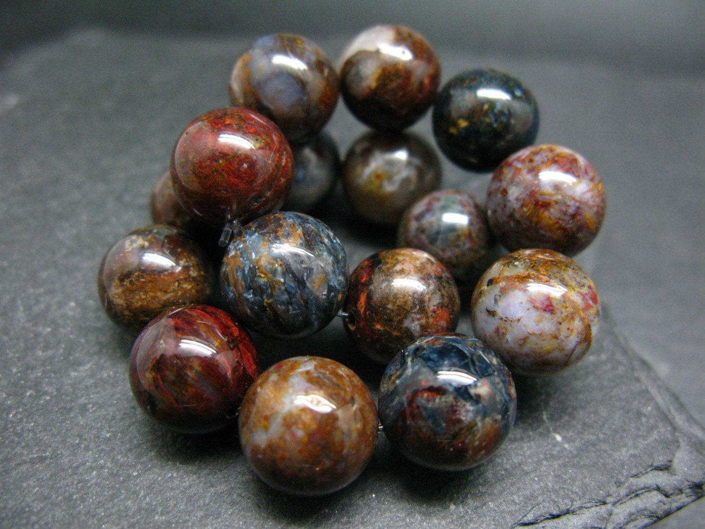 Pietersite Genuine Bracelet ~ 7 Inches ~ 12mm Round Beads