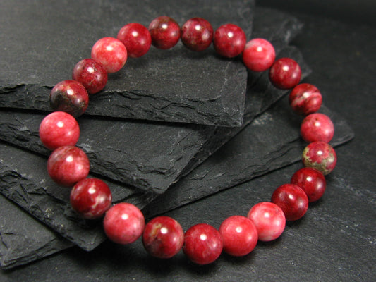 Thulite Genuine Bracelet ~ 7 Inches ~ 8mm Round Beads