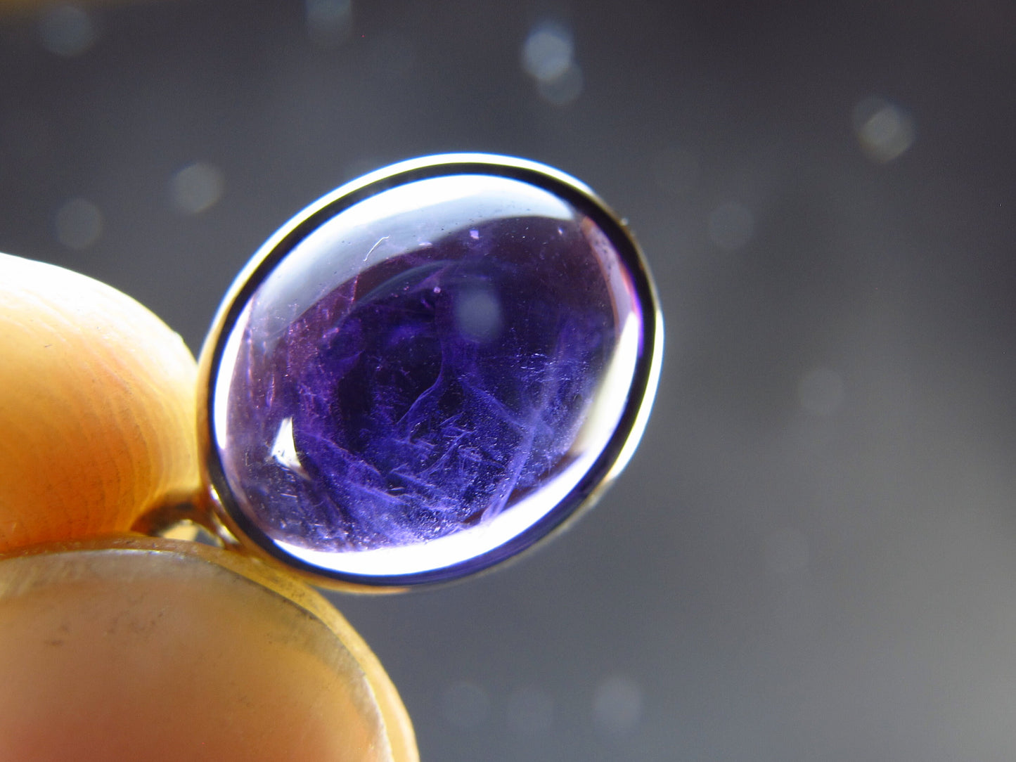 Oval Shaped Cabochon Natural Amethyst 925 Sterling Silver Drop Earrings - 2.0" - 3.96 Grams