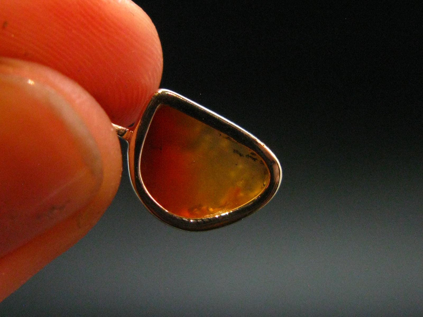 Raw Fire Opal Sterling Silver Pendant From Mexico - 1.7" - 1.01 Grams