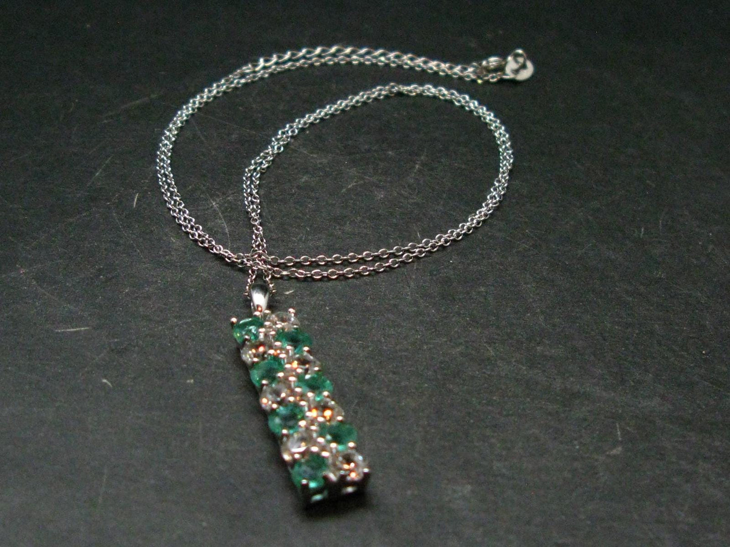 Emerald Silver Pendant W/Chain From Colombia - 5.32 Grams Total