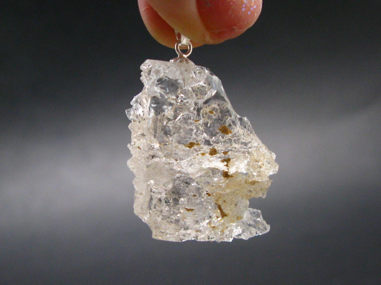 Goshenite Beryl Crystal 925 Silver Pendant From Brazil - 1.4" - 11.08 Grams
